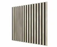 Акустическая панель, черный войлок, 600х600х19мм, рейки МДФ ясень кристалл Акустическая панель, черный войлок, 600х600х19мм, рейки МДФ ясень кристалл