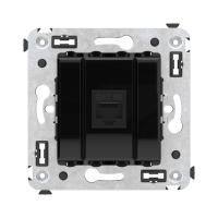 DKC Avanti Компьютерная розетка RJ-45 без шторки в стену, кат.5е одинарная, Черный квадрат
