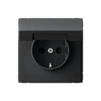 Systeme Electric ArtGallery Карбон Розетка с заземл. со шторк. с крышкой, 16А, IP20, механизм