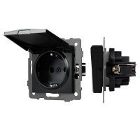 Arlight Механизм розетки влагозащищённый SCT-MCP-PL-BK-V (250V, 16A) (-)