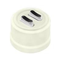 BIRONI Лизетта Пластик Слоновая кость Выключатель проходной 2-кл (клавишный), ручка Серебро