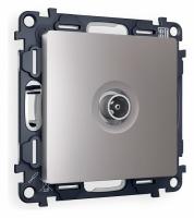 Комплект механизма TV розетки проходной ALFA MA513030 Сталь матовый 5-1000 MHz 4dB QUANT