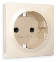 Лицевая панель ALFA (Бежевый глянец) для электрической розетки с заземлением и шторками QUANT AP3070