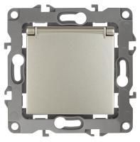 ЭРА 12-2103-04 Розетка 2P+E Schuko со шторками с крышкой, 16A-250В, IP20, 12, Шампань