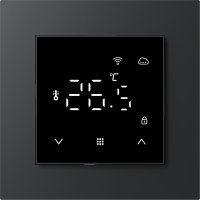 Donel Термостат с датчиком пола и воздуха с WiFi, 16 A, 55*55 мм., программируемый, черное стекло, серия DTEF