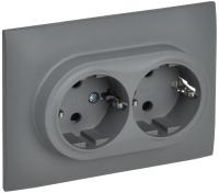 IEK SKANDY Серый Розетка 2-ая с/з с защитными шторками 16А в сборе SK-R07Gr