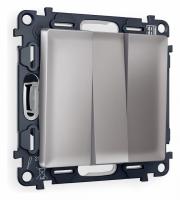 Комплект механизма 3-клавишного выключателя ALFA MA505010 Сталь матовый QUANT