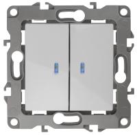 ЭРА 12-1105-01 Выключатель двойной с подсветкой, 10АХ-250В, IP20, 12, белый