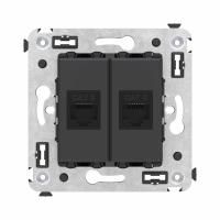 DKC Avanti Компьютерная розетка RJ-45 без шторки в стену, кат.6 двойная, Черный матовый