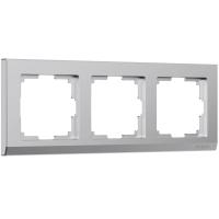 Рамка из поликарбоната на 3 поста Stark серебряный матовый W0031865