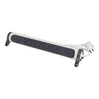 Legrand Revolution Комфорт Бело-черный Удлинитель 4x2К+З с выкл., кабель 1,5м, плоские розетки, с ИПМ и защитой от перегрузки, фиксируемый поворотный