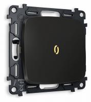 Комплект механизма 1-клавишного проходного выключателя с подсветкой 3200K OMEGA MO802030 Черный матовый QUANT