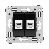 DKC Avanti Телефонная розетка RJ-12 без шторки в стену двойная, Черный квадрат