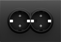 Donel Накладка для розетки 2-й с заземлением, со шторками 16A 250 В~, черный графит, серия S08, DS22257