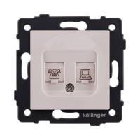 Розетка двойная RJ11 + RJ45 Cat.6, кашемир матовый Kollinger REA-011CM для Aspekt, Eleganz, Reflex