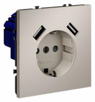 Розетка встраиваемая VOLTUM S70 с заземлением и защитными шторками, 16А, с USB, A+A, (кашемир) Розетка встраиваемая VOLTUM S70 с заземлением и защитными шторками, 16А, с USB, A+A, (кашемир)