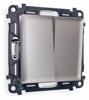 Комплект механизма 2-клавишного проходного выключателя ALFA MA503020 Сталь матовый QUANT