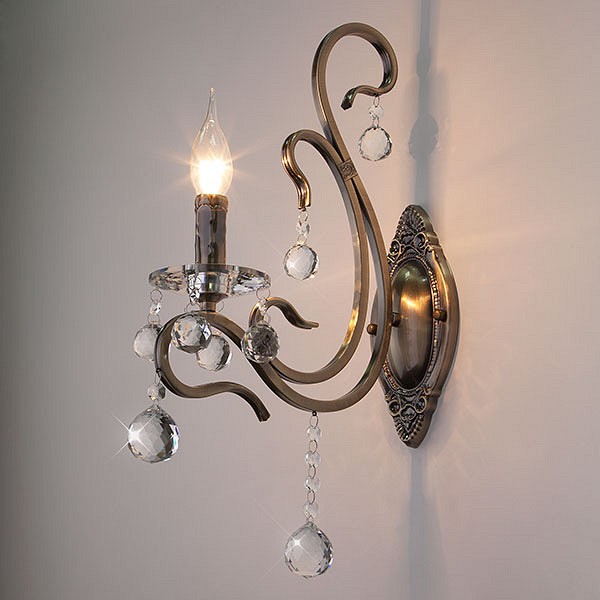 Бра с хрусталем 12505/1 античная бронза Eurosvet Ernin