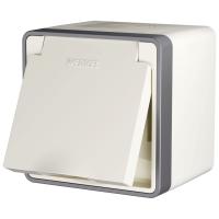 Розетка влагозащ. с зазем. с защит. крышкой и шторками Gallant слоновая кость W5071203