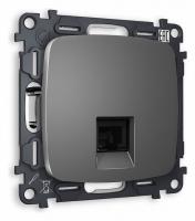 Комплект механизма телефонной розетки OMEGA MO662030 Антрацит серый RJ-11(4P4C) с защитной шторкой QUANT
