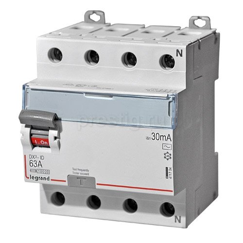 Legrand DX3 УЗО 4P 63А AC 30мА N справа
