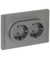 IEK FORTE&PIANO Сталь Розетка 2-я с/з безвинтовое крепление 16А FP524