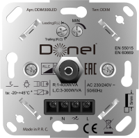 Donel Светорегулятор Triac поворотный, LED, 300 Вт., с доп. входом, серия DDIM, DDIM300LED