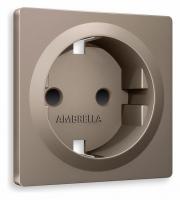 Лицевая панель ALFA (Темная бронза матовый) для электрической розетки с заземлением со шторками QUANT AP637