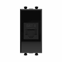 DKC Avanti Компьютерная розетка RJ-45 без шторки модульная, кат.6, Черный квадрат, 1 модуль