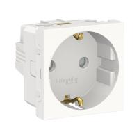 SE Unica Modular Бел Розетка с/з со шторками, винт. зажим, 16А, 250В, 2 модуля