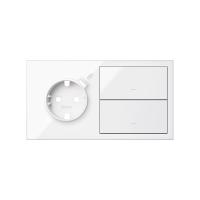 Simon 100 Белый глянец Кит 2 поста, фронт. Накладка на 1 роз.Schuko с з/у USB C + 2 клав.выкл-лей