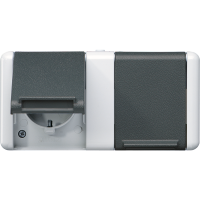 JUNG Двойная горизонтальная SCHUKO-розетка 16A 250V~ для накладного монтажа IP44