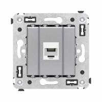 DKC Avanti Телефонная розетка RJ-12 без шторки в стену одинарная, Закаленная сталь