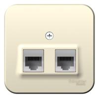 SE Blanca наруж Молочная Розетка 2-ая ТЛФ/КОМП, RJ45+RJ11, кат.5E, изолир. пластина