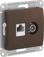 SE Glossa Шоколад Розетка двойная TV + компьютерная RJ45, кат. 5Е
