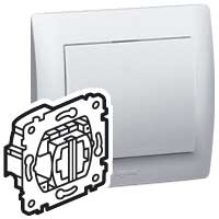 Legrand PRO 21 Мех Переключатель 2-х клавишный с подсветкой, 2 зеленые лампы 0,5 мА