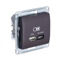 SE Glossa Шоколад USB Розетка A + тип-C 45W высокоскор.заряд. QC, PD, мех.