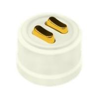 BIRONI Лизетта Пластик Слоновая кость Выключатель кнопочный проходной 2-кл (клавишный), ручка Золото