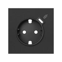 Simon 100 Черный матовый Кит 1 пост, фронт. Накладка на 1 роз.Schuko с з/у USB C