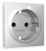 Лицевая панель ALFA (Серебро глянец) для электрической розетки с заземлением со шторками QUANT AP4070