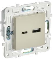 IEK SKANDY Бежевый Розетка USB A+C 3,1А SK-R14B