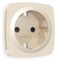 Лицевая панель OMEGA (Бежевый глянец) для электрической розетки с заземлением со шторками QUANT OP3070