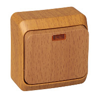 SE Этюд наруж Дача Темный бук Выключатель 1-клавишный с подсветкой (сх. 1)