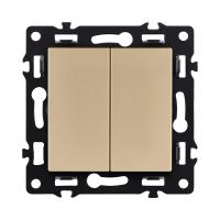 Выключатель кнопочный 2-клавишный 10А/250В, золотой Kollinger Asthetik AS-025GD