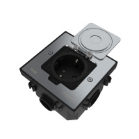 Systeme Electric MultiDesk Серебро Лючок с розеткой 2К+З, 16А/250В, IP44 с монтажной коробкой для бетонных полов, тип MDK21 Systeme Electric MultiDesk Серебро Лючок с розеткой 2К+З, 16А/250В, IP44 с монтажной коробкой для бетонных полов, тип MDK21