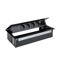 Simon 400 Врезной x6 розеточный блок, щетка, 4x2P+E, 2xUSB з/у, 1 пустой модуль, черный,