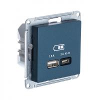 SE AtlasDesign Изумруд USB Розетка A + тип-C 45W высокоскор.заряд. QC,PD, мех.