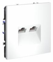 Розетка компьютерная встраиваемая VOLTUM S70 двойная RJ45+RJ45 кат.6, (белый матовый)