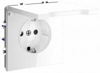 Розетка встраиваемая VOLTUM S70 с заземлением, защитными шторками и крышкой 16А, (белый глянцевый)