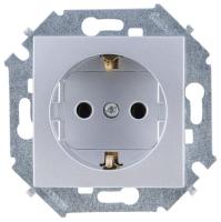 Simon 15 Алюминий Розетка с/з, 16А, 250В, винт.зажим